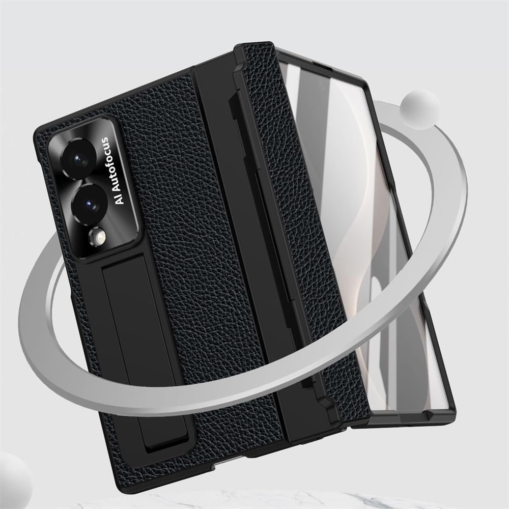 Custodia in pelle con cavalletto compatibile con Samsung Galaxy Z Fold 8 (blu1)