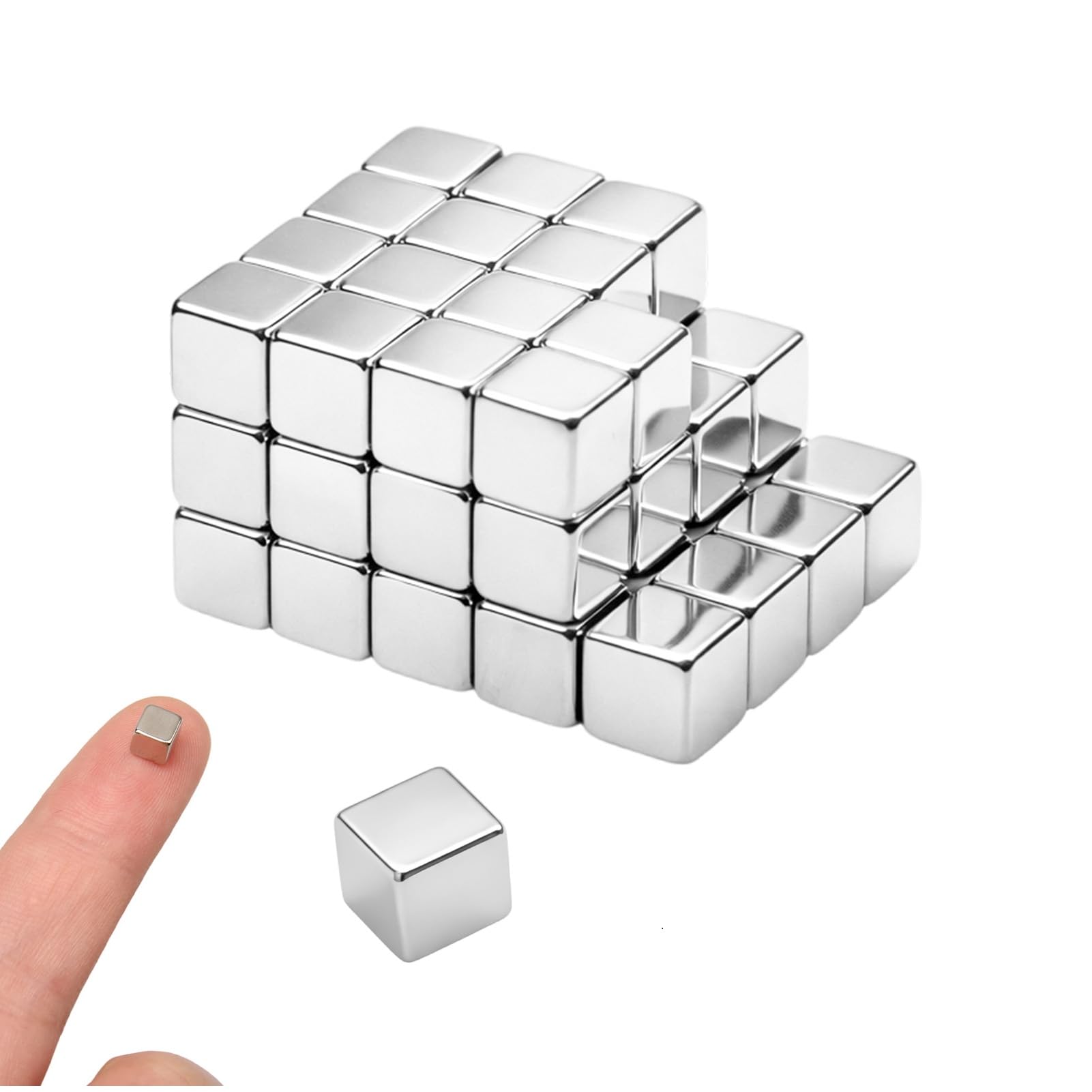 50Pcs Small Square Cube Magnets, Fridge Whiteboard Magnets Office Kitchen Crafts DIY Tool, Rectangular Multipurpose Magnetic Blocks for Crafts Kitchen Garage Locker and Iron Shelf (5x5x5mm)