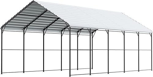 Vista 186 de VEVOR - Cobertizo portátil de almacenamiento exterior de 6 x 8 x 7 pies, refugio resistente e impermeable con puerta enrollable con cremallera y Gris