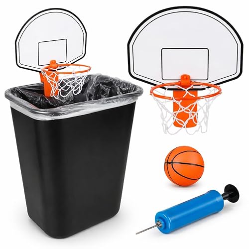 ArtCreativity Mini Basketball Hoop Trash Can Set, Includes Clip-On Hoop
