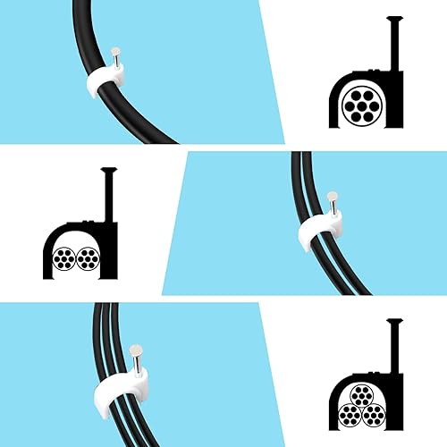 Miniatura 5 de Clips para cables, 100 unidades, 0.394 pulgadas, clips de pared de alambre con clavos de acero, clips organizadores de gestión de cables, clips de