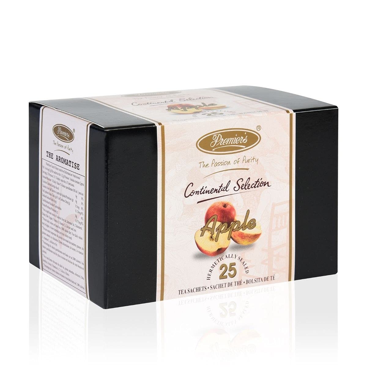 Premiers Apple Flavoured Tea, Fruit-Infused Black, 25 Tea Bags, 50 g, No Additives, Suitable for Hot or Iced Brewing, Refreshing Apple Taste