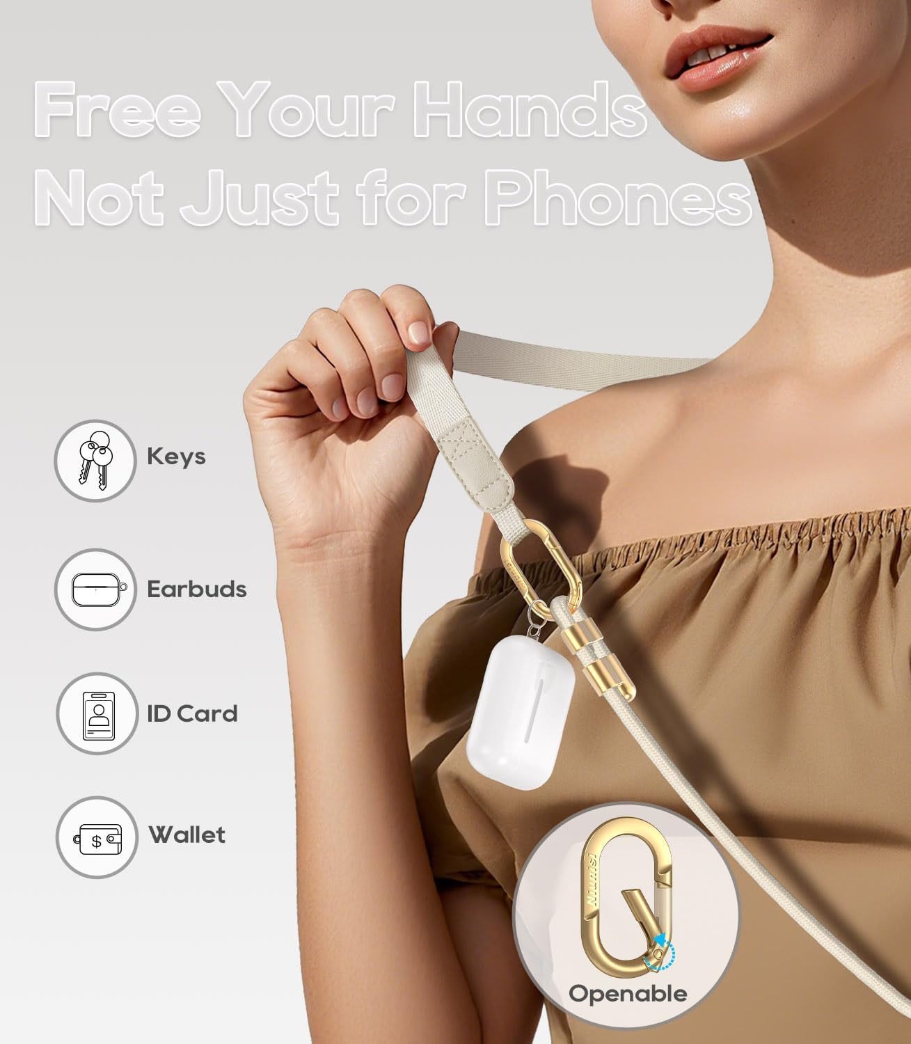 Phone Lanyard Crossbody with Phone Tabs, Adjustable Cellphone Lanyard with Skin-Friendly Neckband and Metal Carabiner