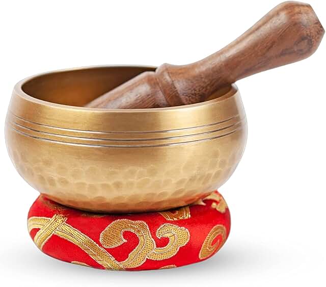 Tibetan Singing Bowl Set - Easy To Play for Beginners - Authentic Handcrafted Mindfulness Sound Bowl Meditation Holistic S...