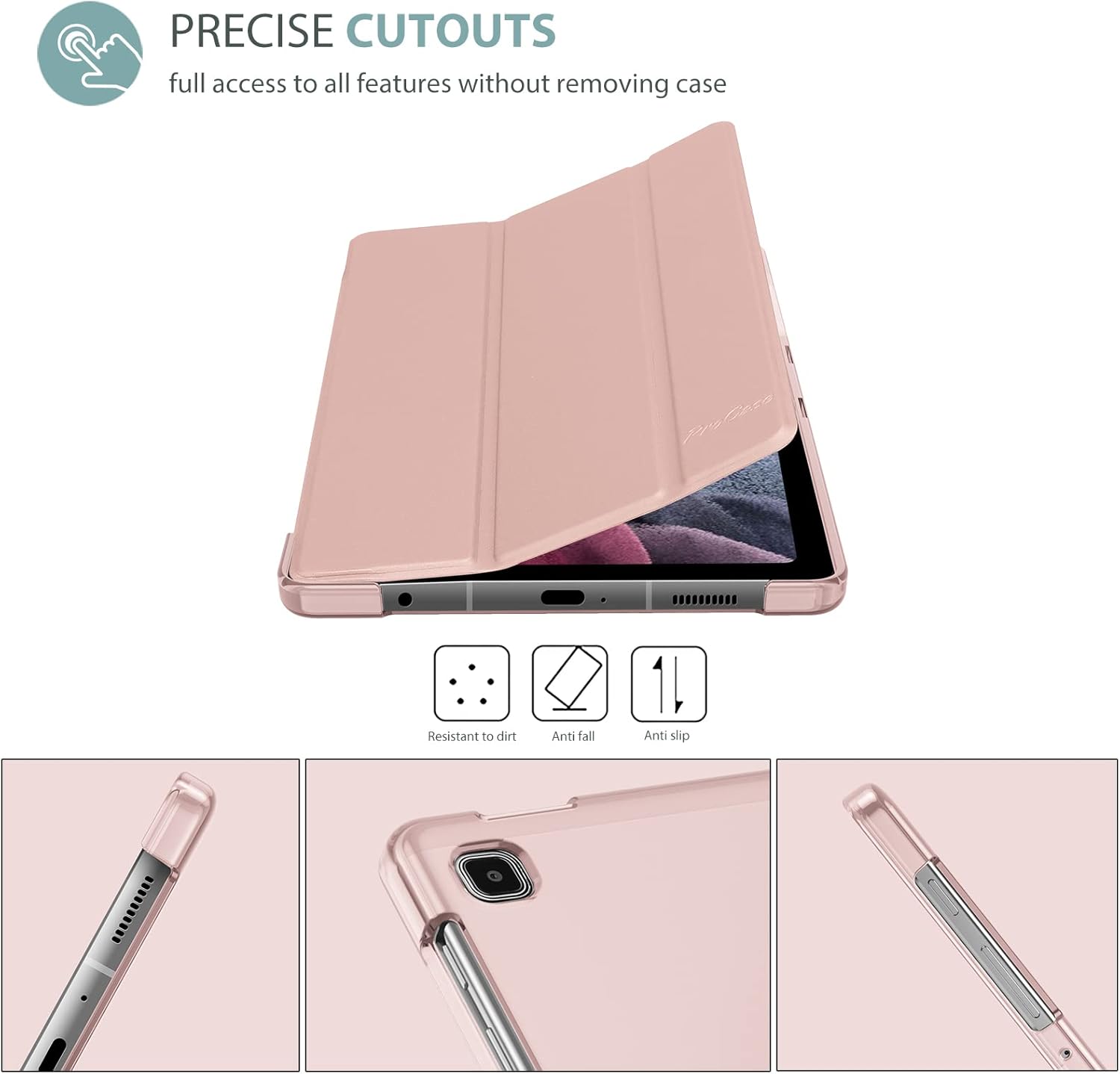 ProCase Cover for Samsung Galaxy Tab A7 Lite 8.7 Inch 2021 tablet Model SM-T220/T225/T227,Slim Stand Hard Back Shell Protective Case for Galaxy Tab A7 Lite 8.7"- Rosegold - Image 4