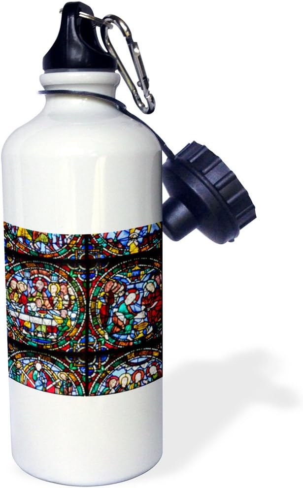 3dRose France, Centre, Chartres Cathedral, stained glass window. -Sports Water Bottle, 21oz , 21 oz, Multicolor