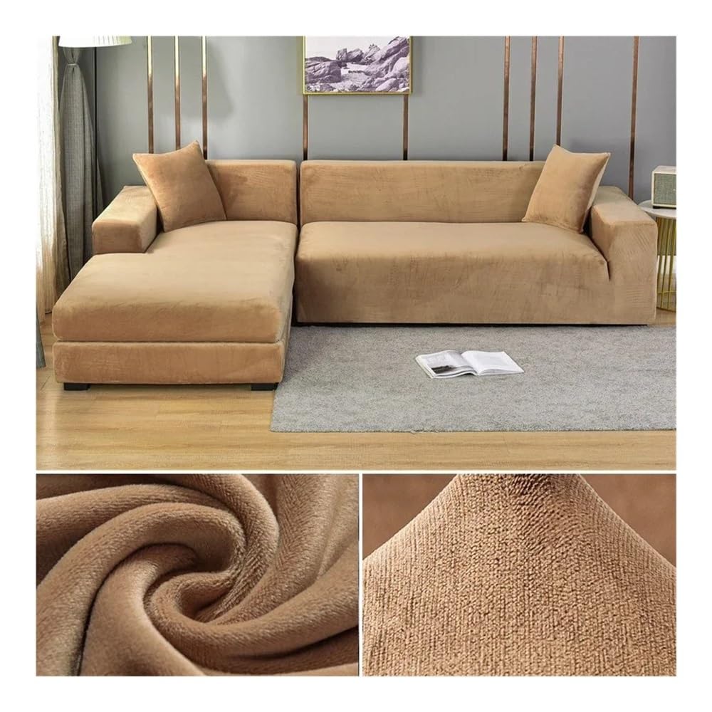 Housse de canapé élastique velours pour rénover un canapé en L 145-185 cm