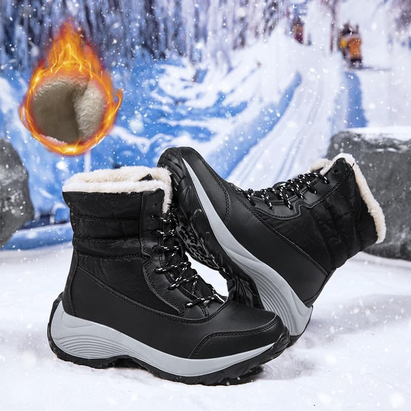 Women's Snow BootsWarm Insulated Faux Fur Lined Waterproof Winter Boots Totes Lace up Boots with Insulated for Outdoor
