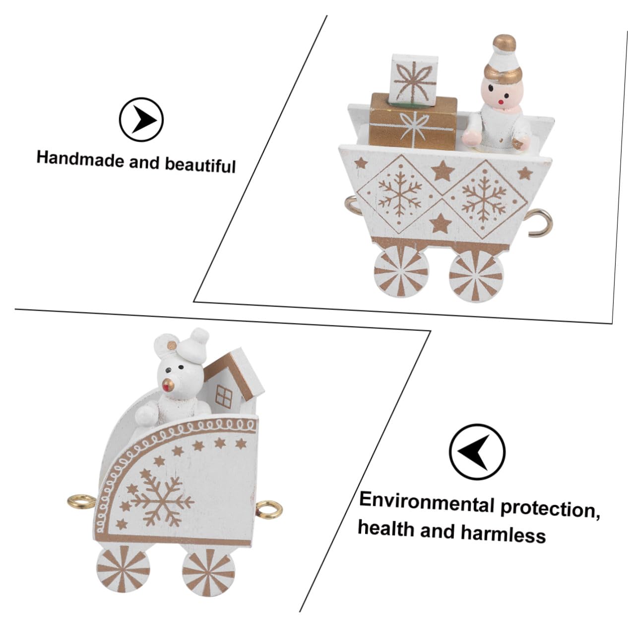 Hohopeti 4 Stück Teiliges Holz Weihnachtszug Dekorationsset Langlebige Miniatur Eisenbahn mit Lebendigem Design als Christbaumschmuck und für Tisch und Regal Dekoration
