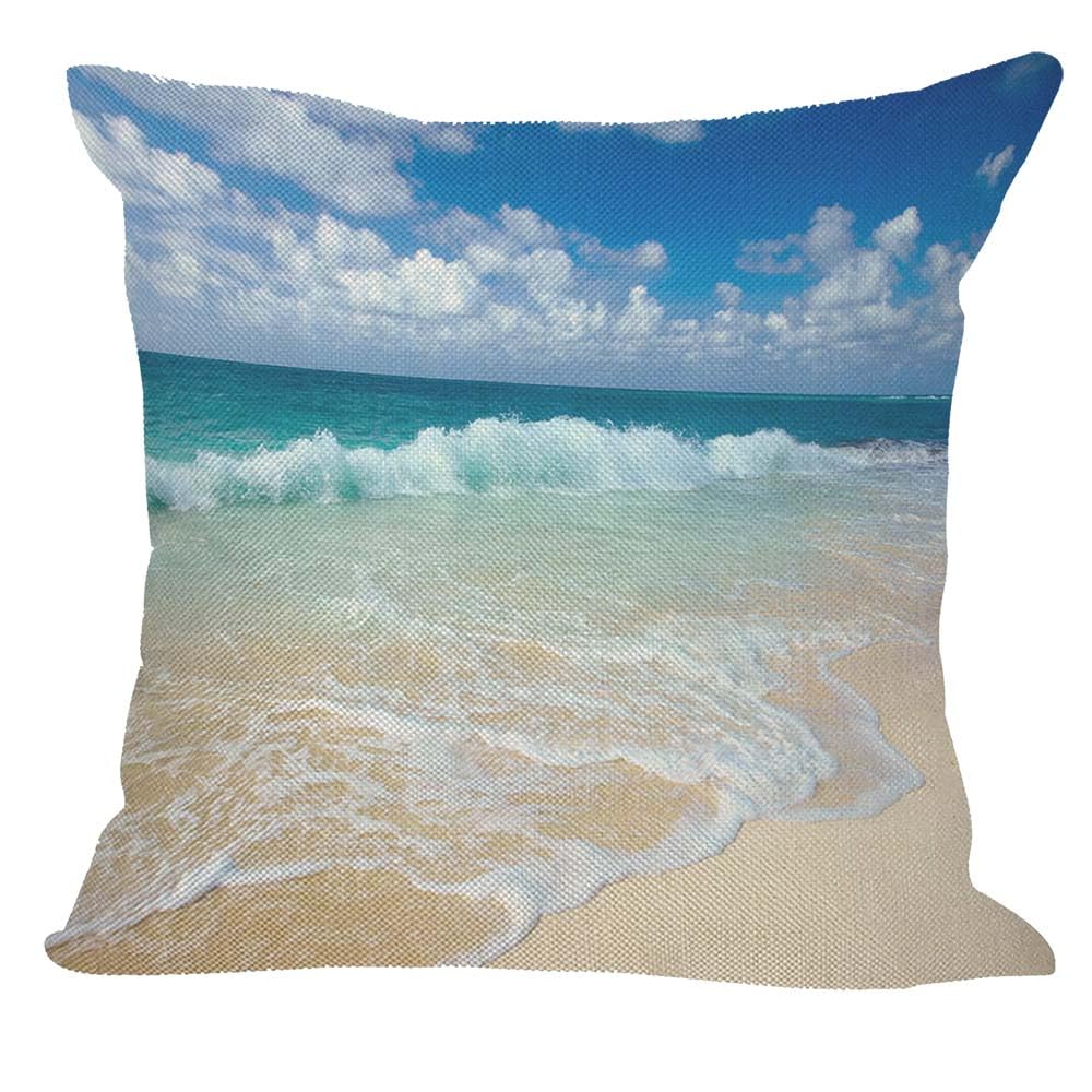 Orythyra Beautiful Beach Cushion Cover 45x45cm Summer Ocean Sea Tropical Scape Coast Cotton Linen Pillow Cover Decorative Throw Pillows Farmhouse Decor for Home Cushion Case 18x18 Inch — image 1