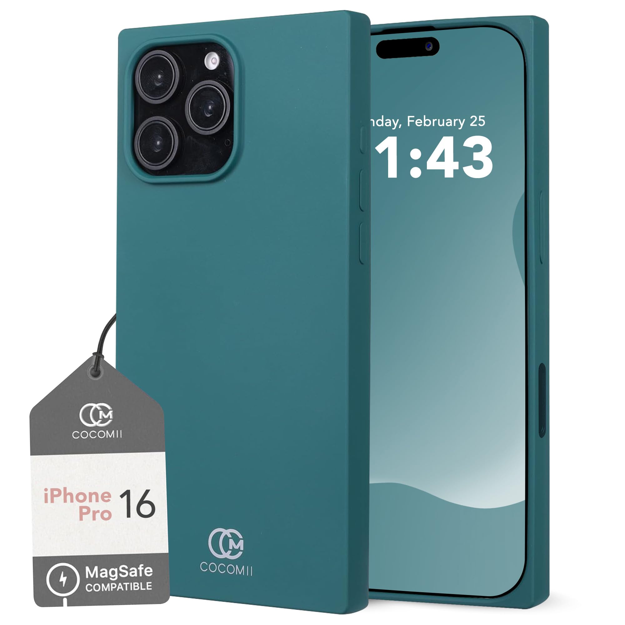 Cocomii - Rectangle Case Compatible with iPhone 16 Pro - Compatible with MagSafe, Soft Touch Silicone, Microfiber Lining, Magnetic Phone Case for