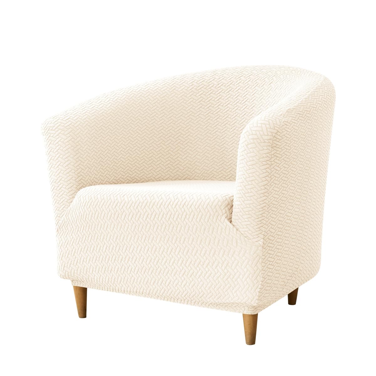 Housse de Fauteuil Cabriolet 1 Place Beige Chesterfield Jacquard Extensible Tub Chair pour Salon Café