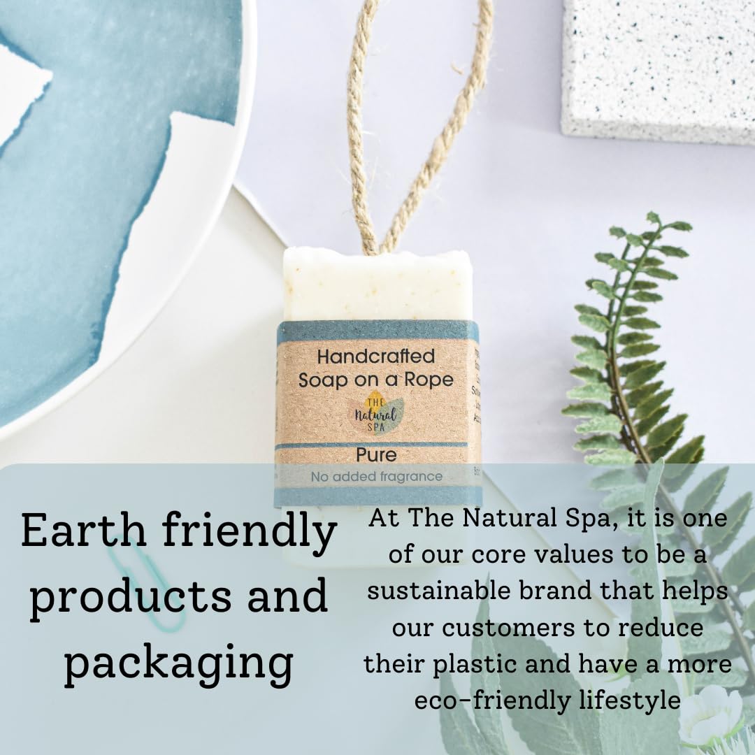 Soap on a Rope - Pure - Plastic Free - Vegan - Palm Free Handmade in Devon uk - The Natural Spa Natural soap bar for Men and Women - Image 2