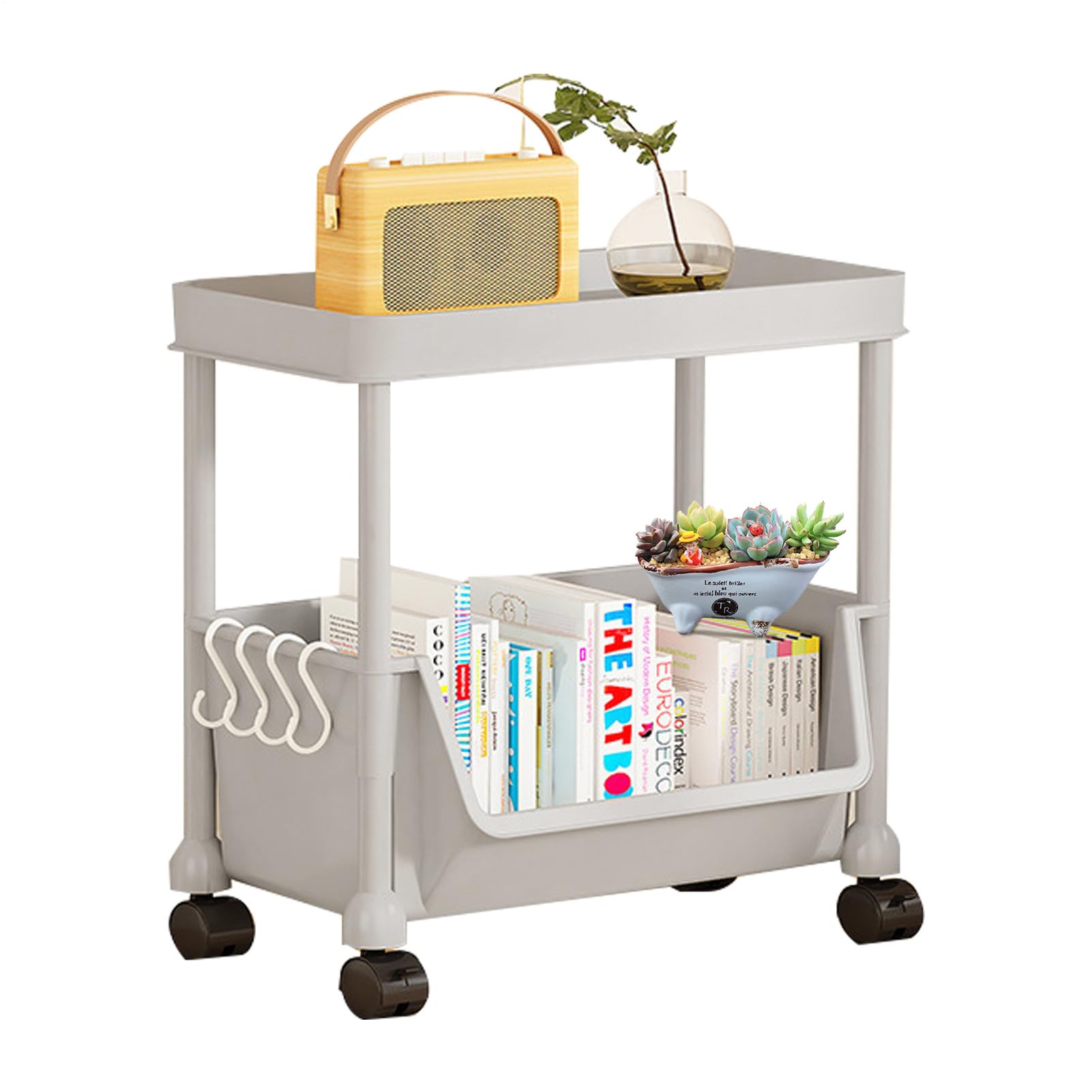 Carrello per il trasporto di libri a rotelle - Carrello per utenti da terra con ruote | Scaffale portaoggetti da bagno | Per Studi Interni Scuola Ufficio Documenti DVD Computer Portatili Accessori
