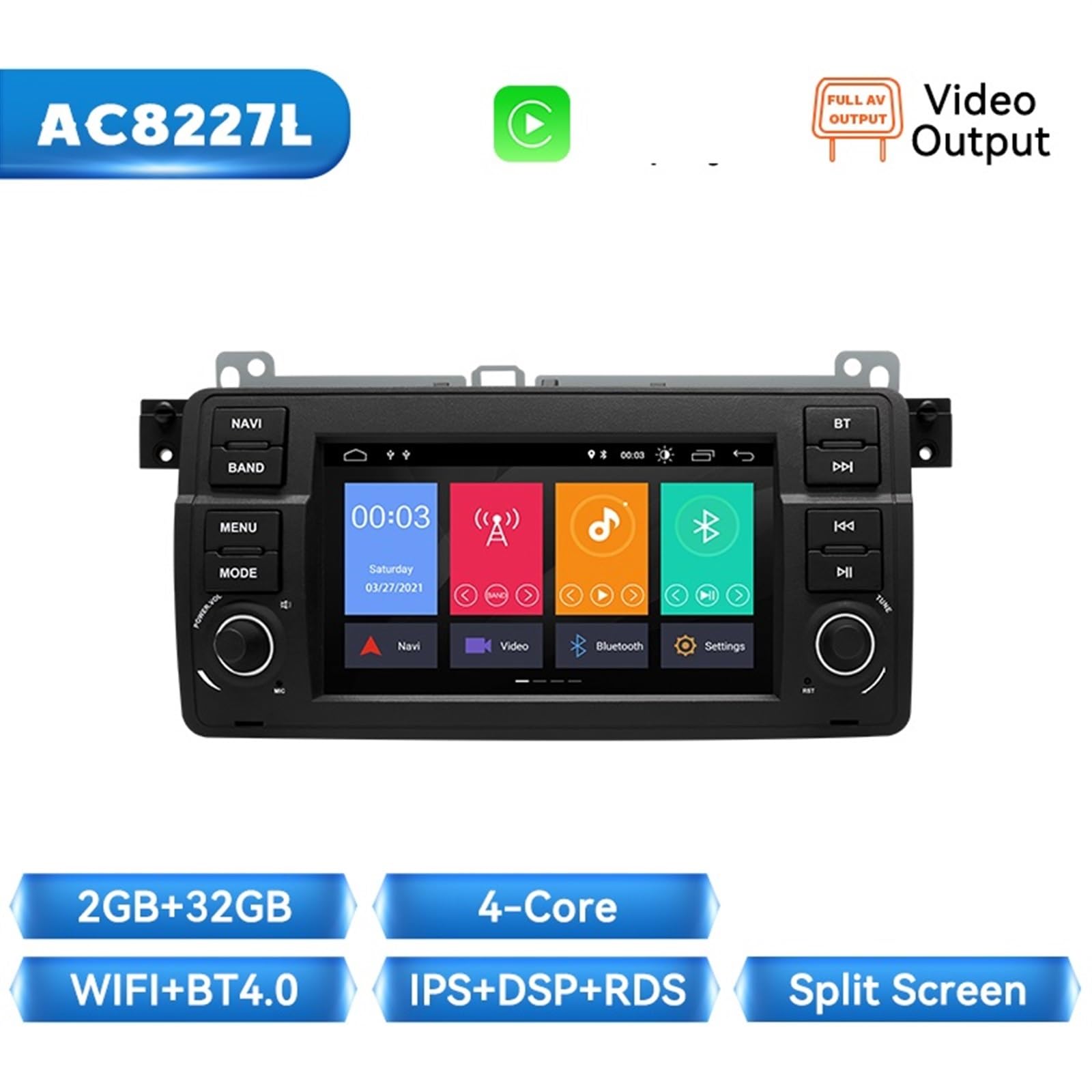 Unità Di Testa Audio Navigazione Multimediale For Auto Chiaro E Responsive(4Core 2GB 32GB)