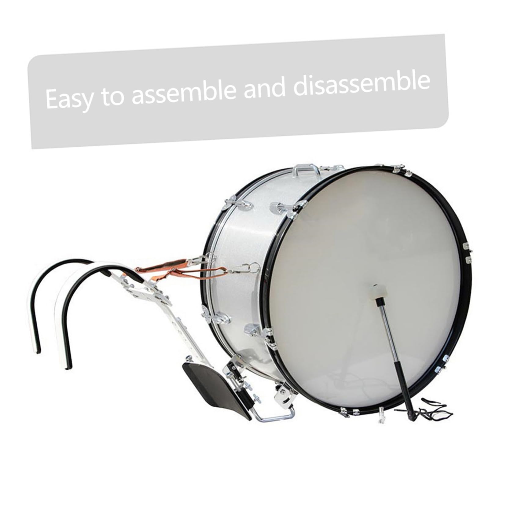 Yardwe Verstellbarer Snare Drum Holder Leicht und Einfach zu Montieren mit Schultergurt aus Aluminiumlegierung und Praktisches Zubehör für Snare Drums für Trommel Groß