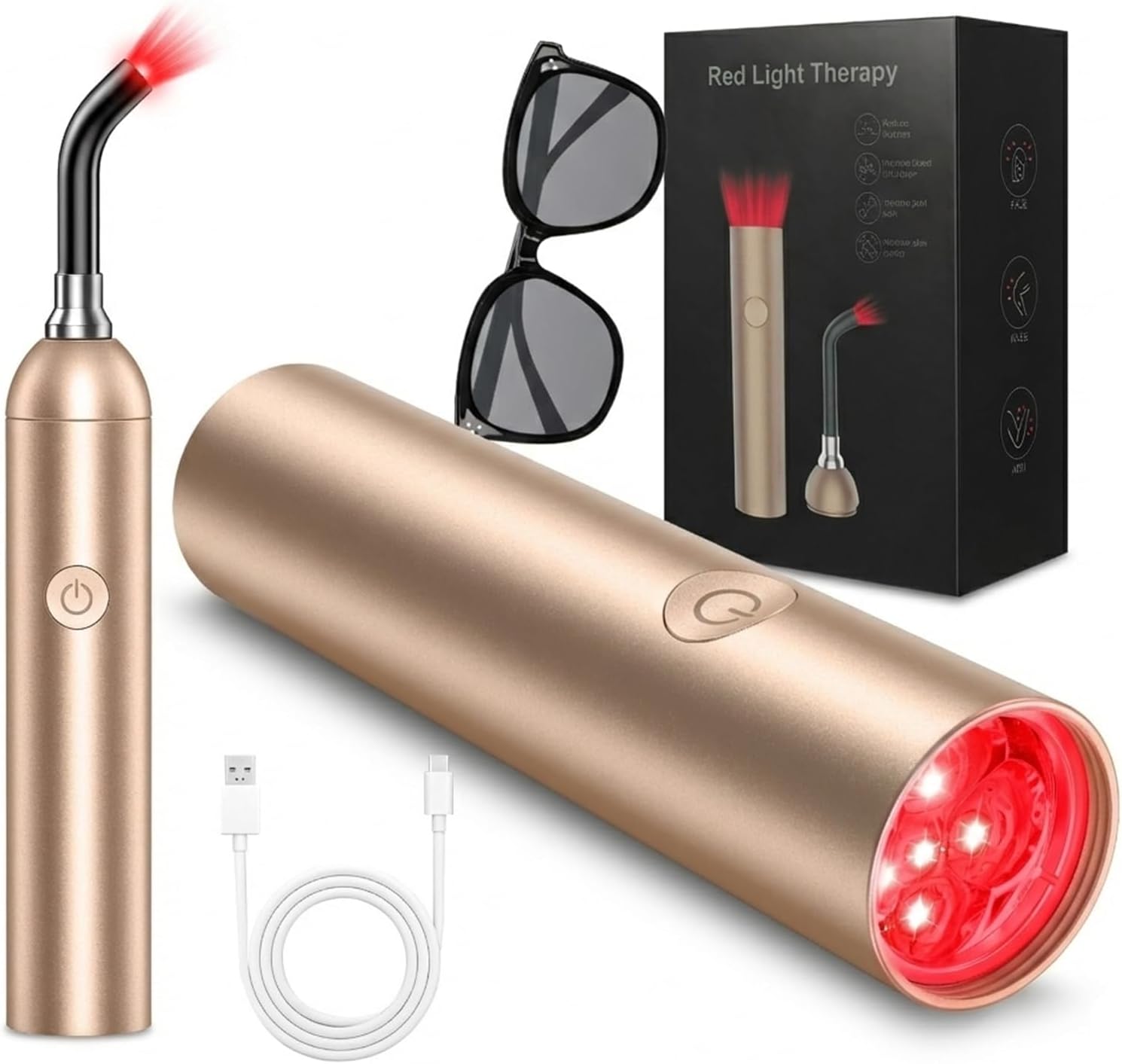 Red Light Therapy and Near Infrared Light Therapy Device, Portable Handheld LED Facial & Body Care Cold Sore Wand with 660nm 810nm 850nm 940nm Wavelengths, for Joints & Muscles Wellness Support