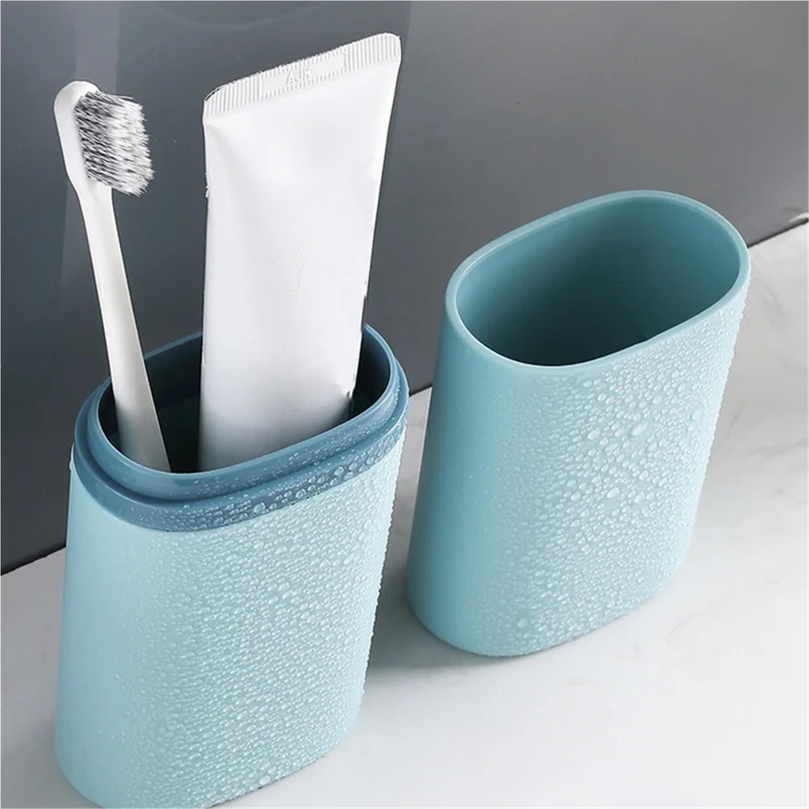Portaspazzolino 3 pezzi tazza for denti custodia for spazzolino portatile collutorio scatola di immagazzinaggio viaggio campeggio kit dentale lavaggio bagno protettiva(Grey)