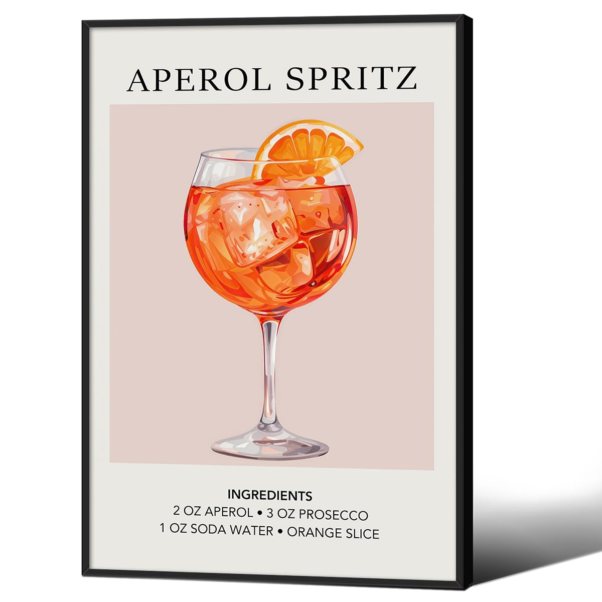 Trendy Orange Aperol Spritz Wall Art Retro Cocktail Elegant Minimalist Poster 24X36 inch Black Framed Preppy Aesthetic Prints for Living Room Dorm Bar Cart Wall Decor