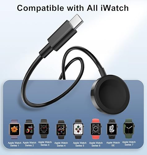 Miniatura 2 de Paquete de 2 cables de carga USB C para Apple Watch de 6.5 pies, cargador rápido para Apple Watch, cable de carga inalámbrico compatible con iWatch