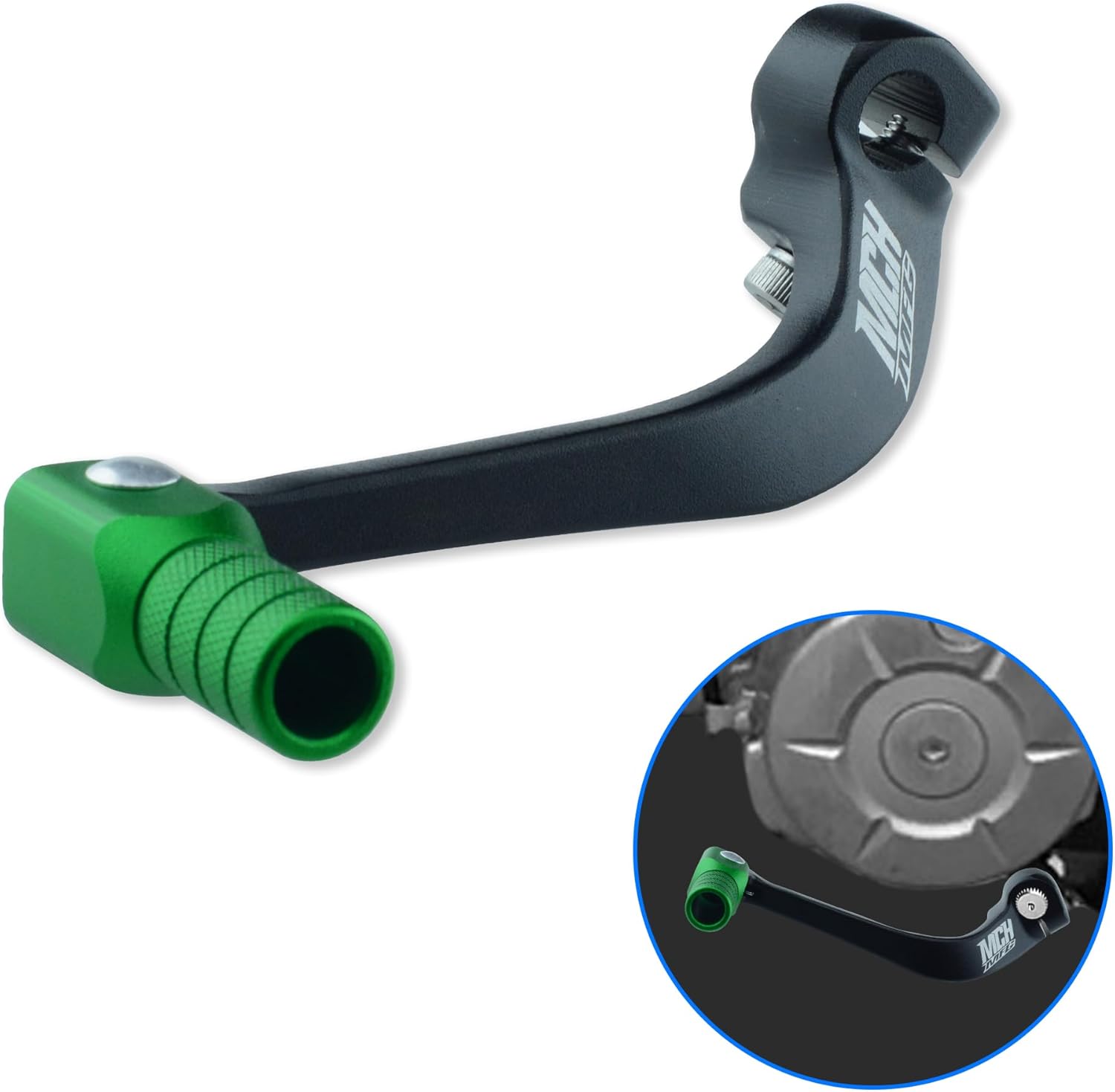 Folding Dirt Bike Shifter Lever - Alloy Aluminium Gear Lever Fit for CRF110 CRF110F 2013-2023 TTR110 08-09 TTR125 11-21 Black-Green
