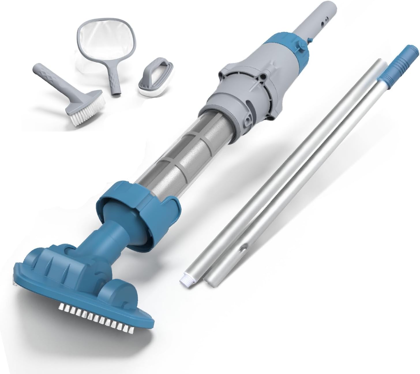 Kokido5-in-1 Rechargeable Spa Vacuum Essential Kit - Multi-Angle Head, Section Pole, 3 Hand Tools: Skimmer, Scrubber, and Brush. Cold/Hot Water Safe, Ideal for Inflatable Spa Hot Tub Xtrovac100