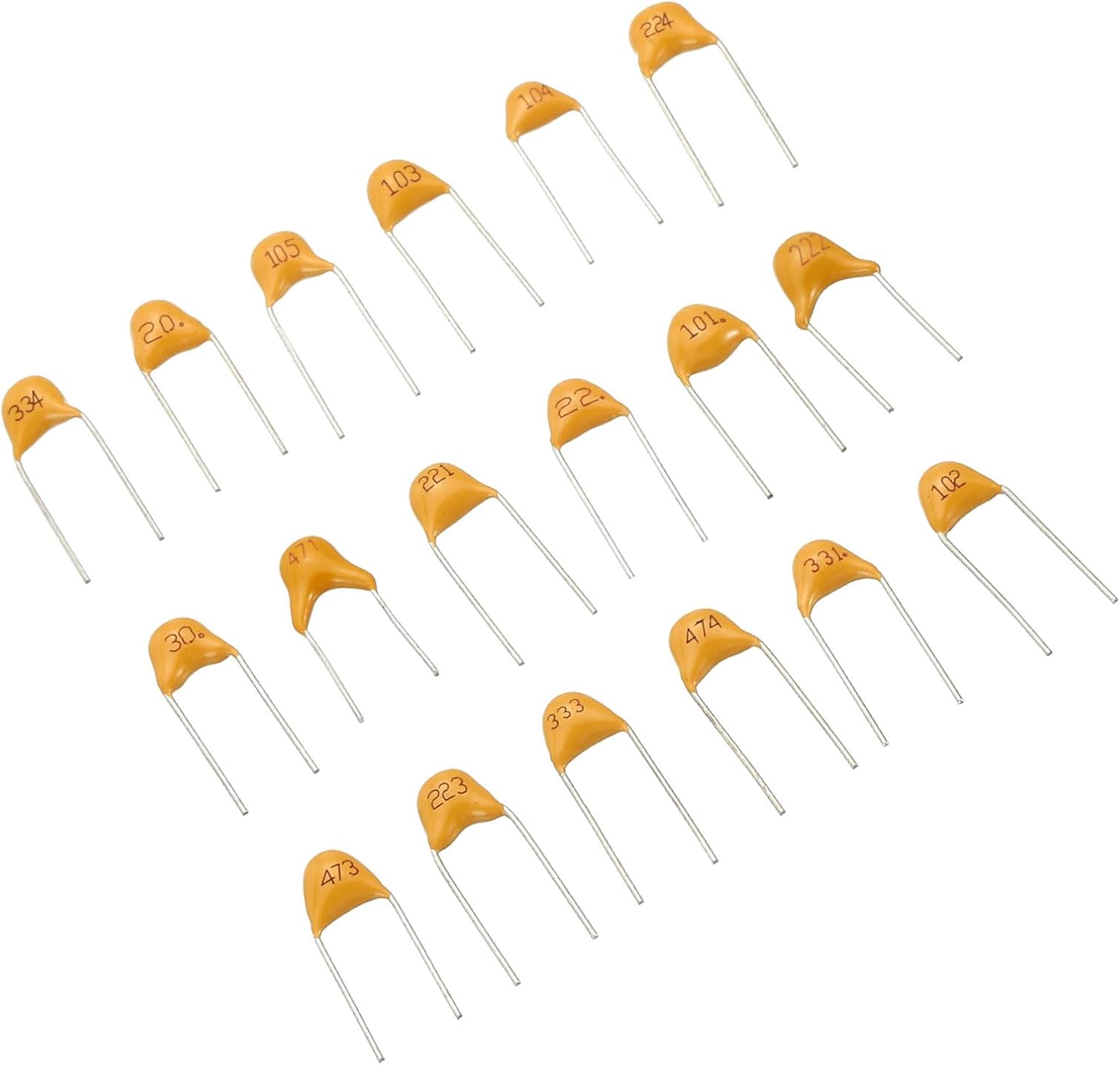 Ceramic Capacitor Assorted Kit, 180pcs 20pf to 1uf 18 Values Assortment in a Storage Bag Repair Replacement for Industrial Electrical Experiments