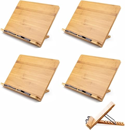 Miniatura 10 de Soporte ajustable para libros, estable y ligero, soporte de madera para libros de texto, bíblia/receta/almohadilla/lectura/bandeja de libros de 1