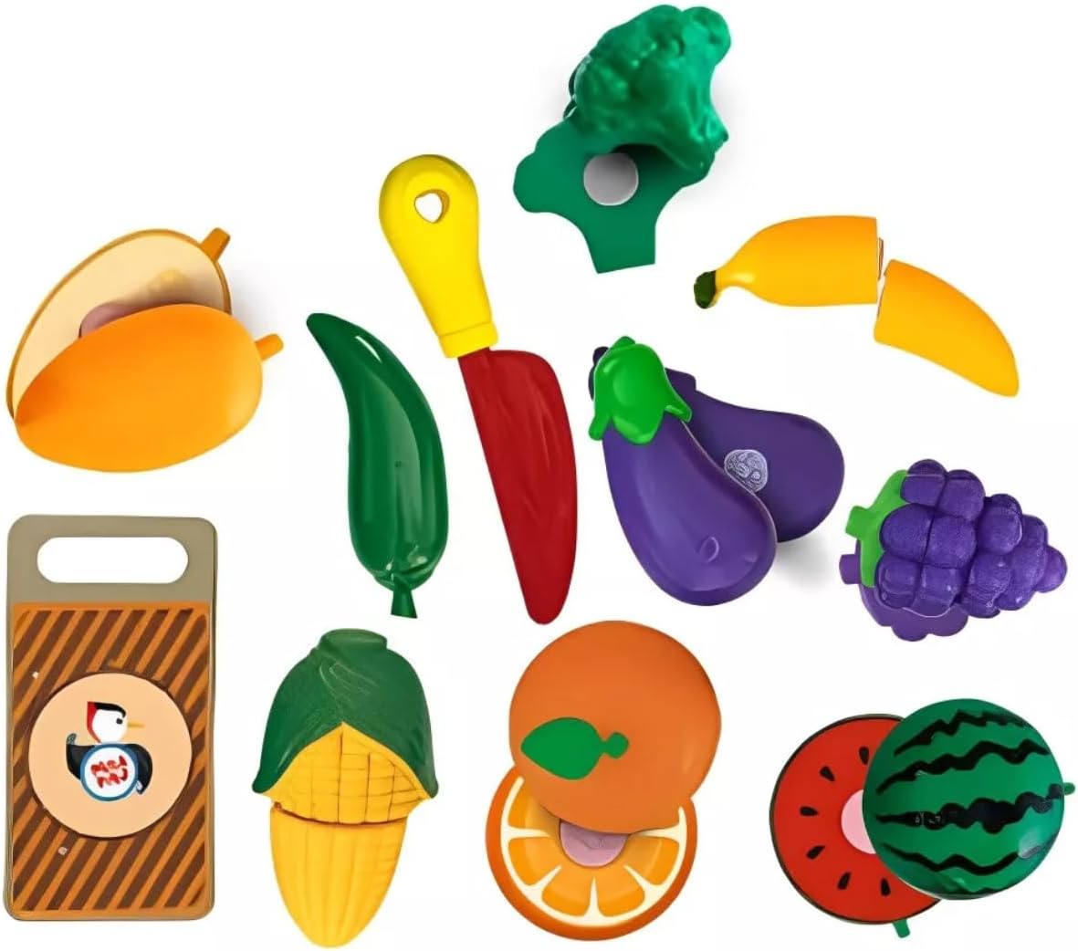 Kit Comidinhas De Brinquedo Com Velcro Crec Crec Para Cortar Com Faca De Mentirinha e Tábua De Cozinha Brinquedo Infantil