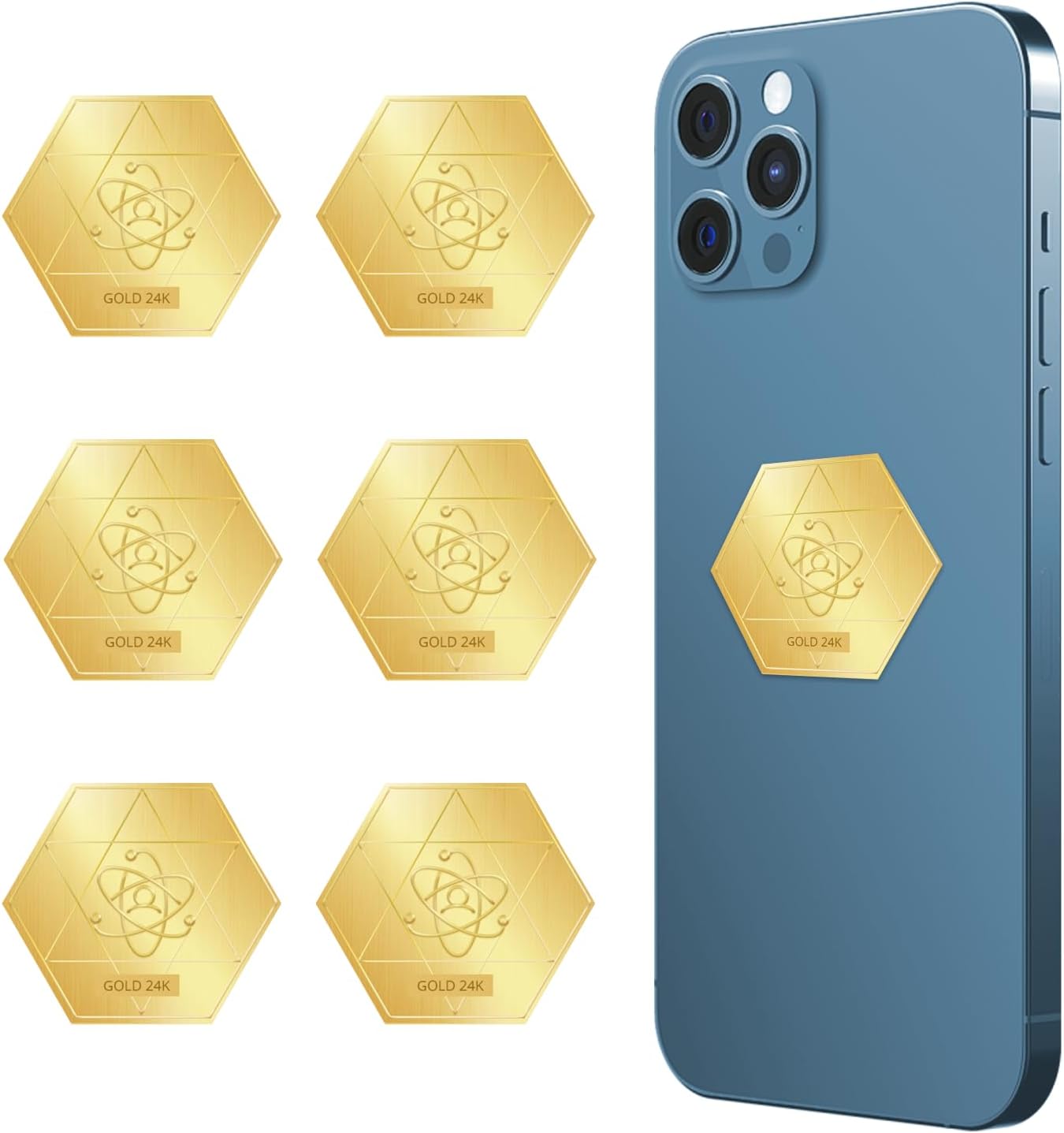 6 Pieces Protection Stickers for Smart Phones & Cell Phone,Tablets/Laptops/Computer/Radio/WiFi Router/TV All E-Devices, Hexagon, JF-6B