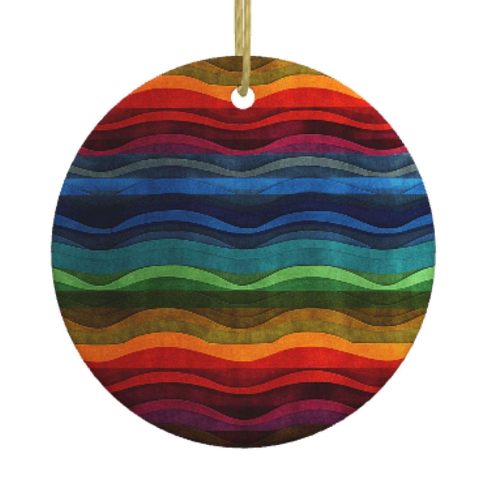 Ceramic Christmas Tree Hanging Ornaments with Gold Ropes Christmas Tree Decorations Round Ceramic Rainbow Pendant Keepsake Decorations for Holiday Xmas Gift Ideas