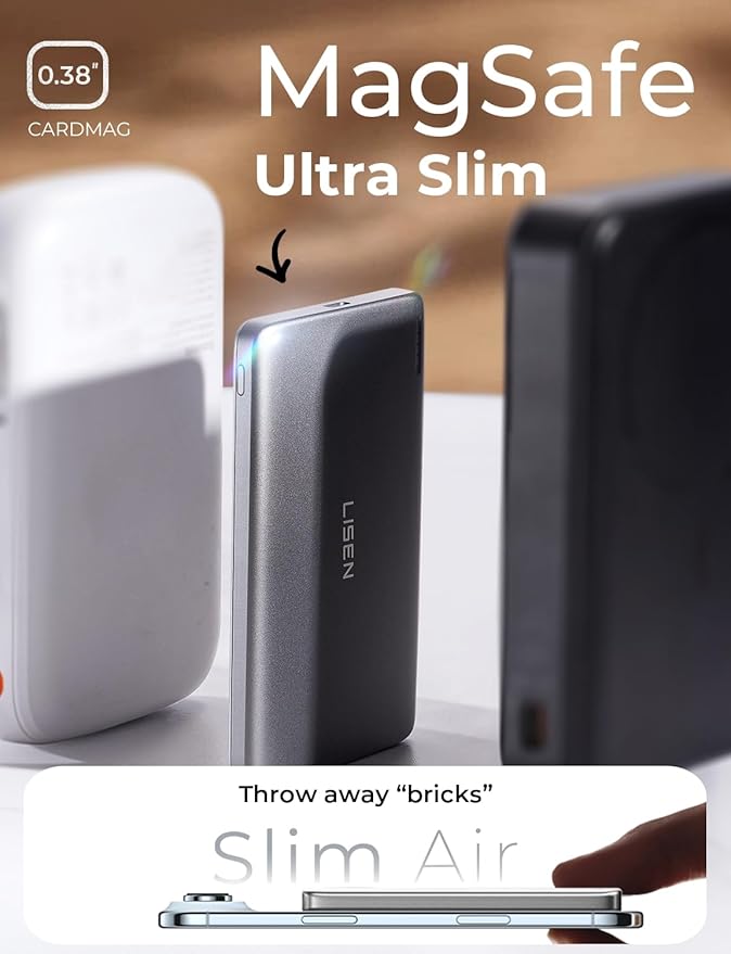 Batería Magnética LISEN Qi2 5000mAh 15W para iPhone 17 16 15 14 13 12 miniatura 4