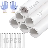 15 Pack 3/4 Inch SCH40 PVC Pipe 17" Long - Durable White Plumbing Tubes for DIY Greenhouse Garden Farm Workshop Crafts