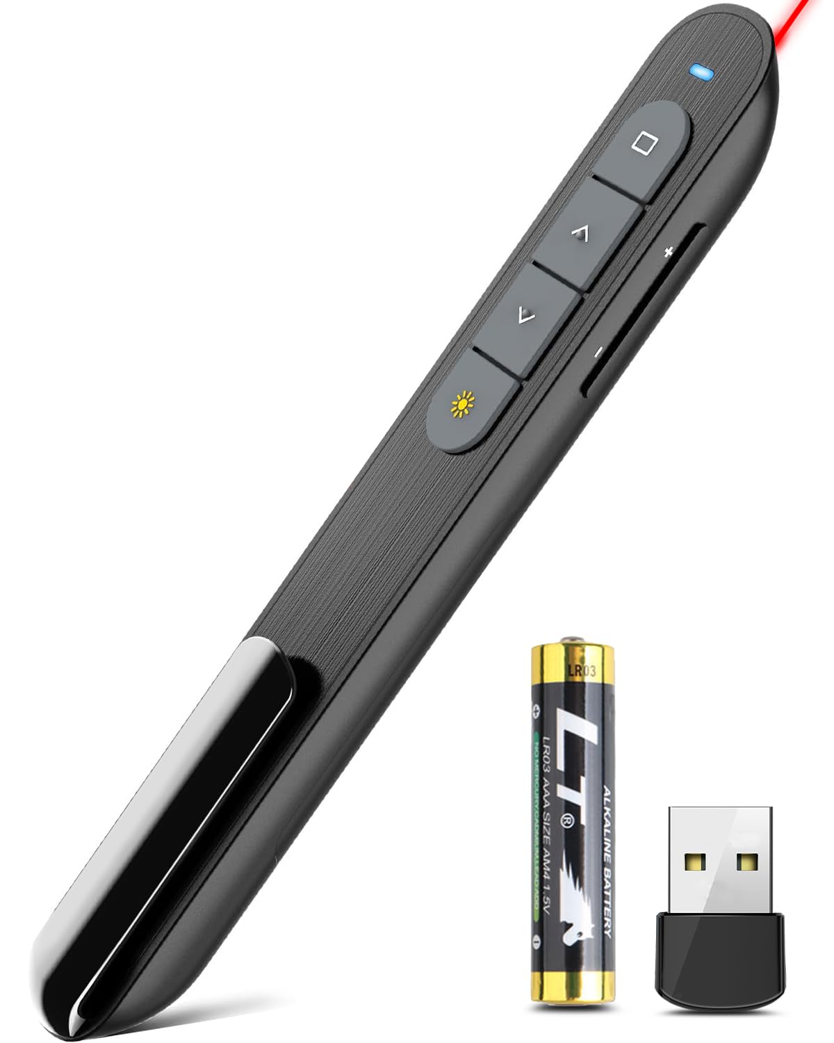 UBUYONE Wireless Presenter Remote Presentation Pointer Clicker with Hyperlink & Volume Control USB PowerPoint Slide Advancer