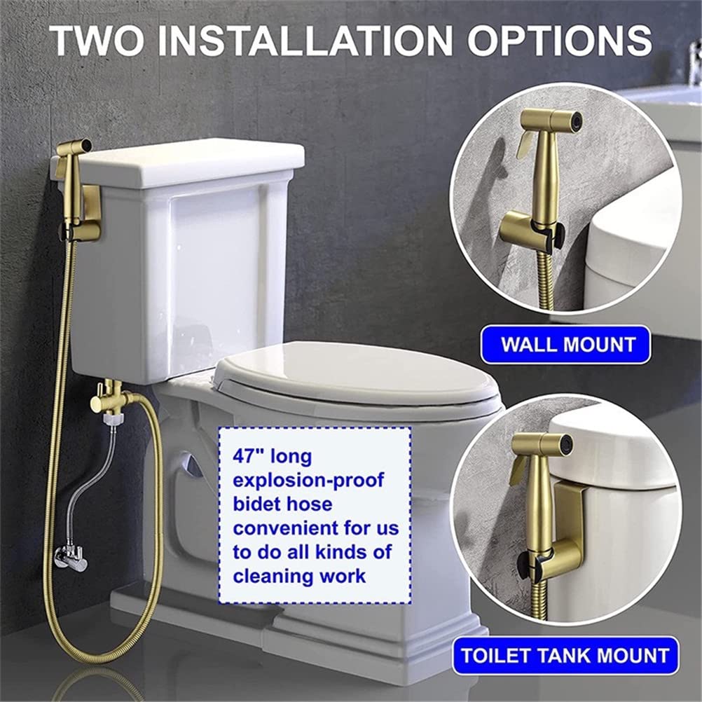 Spruzzatore Per Bidet Tenuto in Mano, Atomizzatore Per WC Portatile/in Acciaio Inossidabile Con Gancio, Facile da installare, Per Animali Domestici, Igiene Personale,Brushed gold