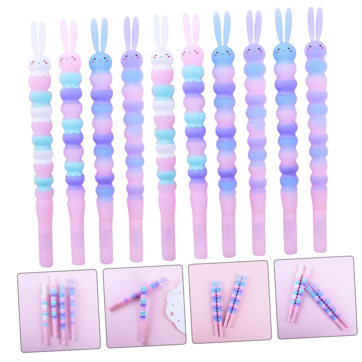 Angoily 10 Pezzi Penne Gel Portatili Coniglio Penne Colorate per Scrittura per Ufficio e Scuola Materiale Scrittura e Resistente