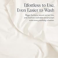 Vista 5 de Brooklinen Funda de edredón de percal de lujo, 100% algodón, fresca, nítida, lazos en las esquinas extralargos, cierre de botón, suave