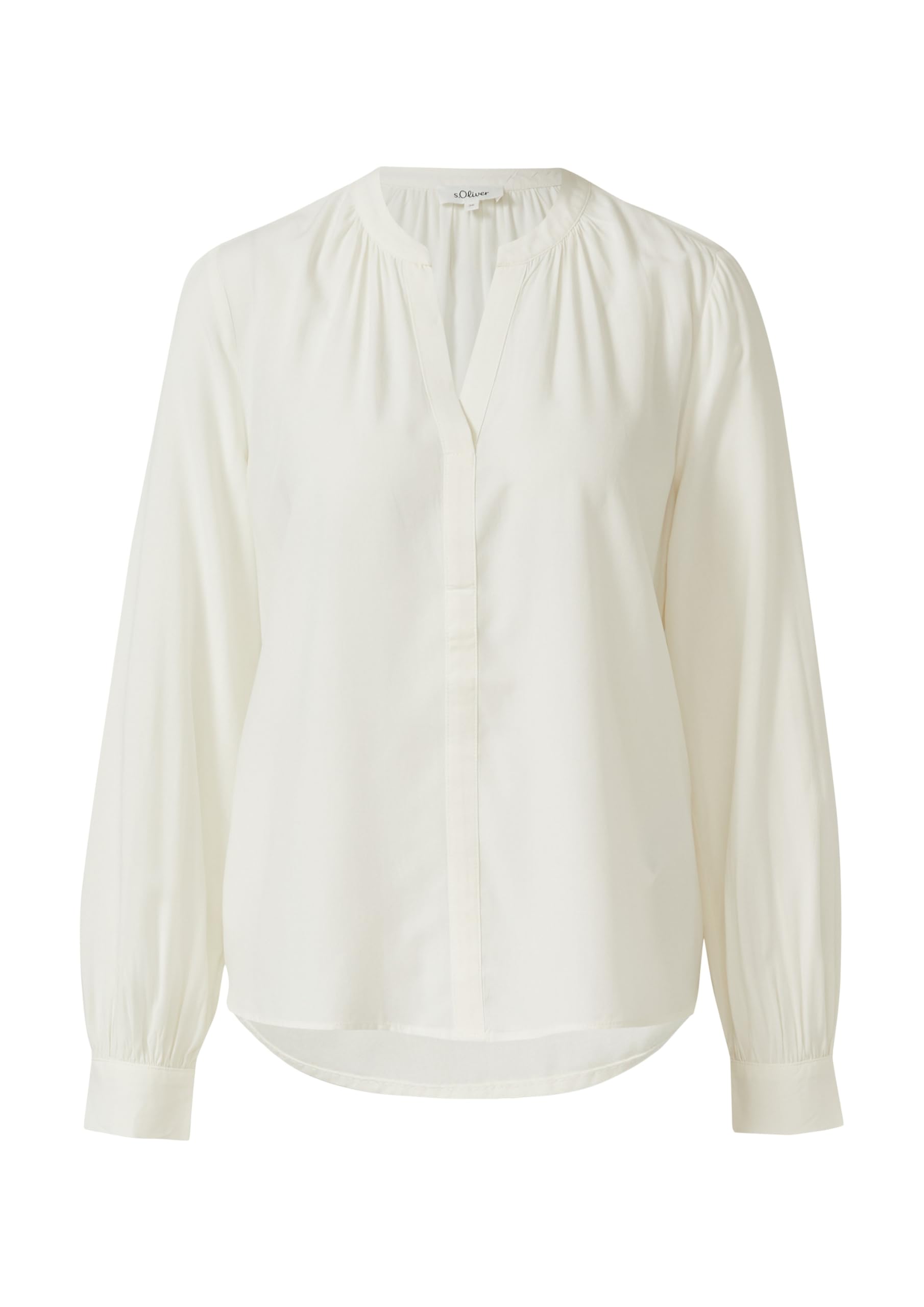 s.Oliver Damen Bluse – Regular Fit, Raffung, verlängertes Rückenteil