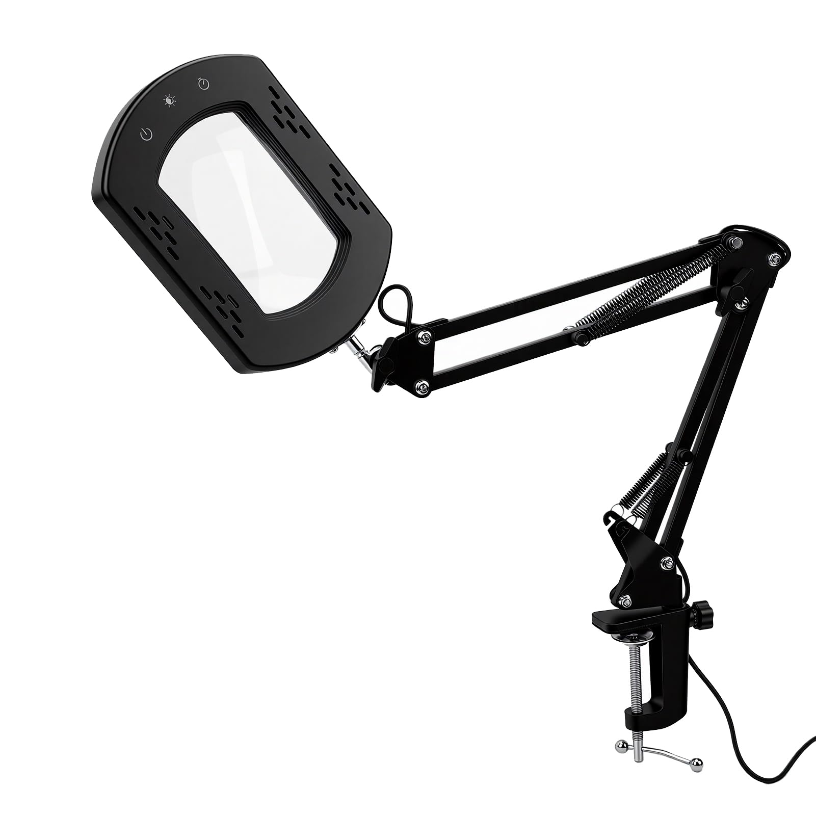 Tosuny Lupa 15X con Luz, 5 Temperaturas de Color, Brazo Giratorio de 360 ​​Grados, Lupa Iluminada Alimentada por USB para Lectura, Manualidades, Reparación de Pasatiempos