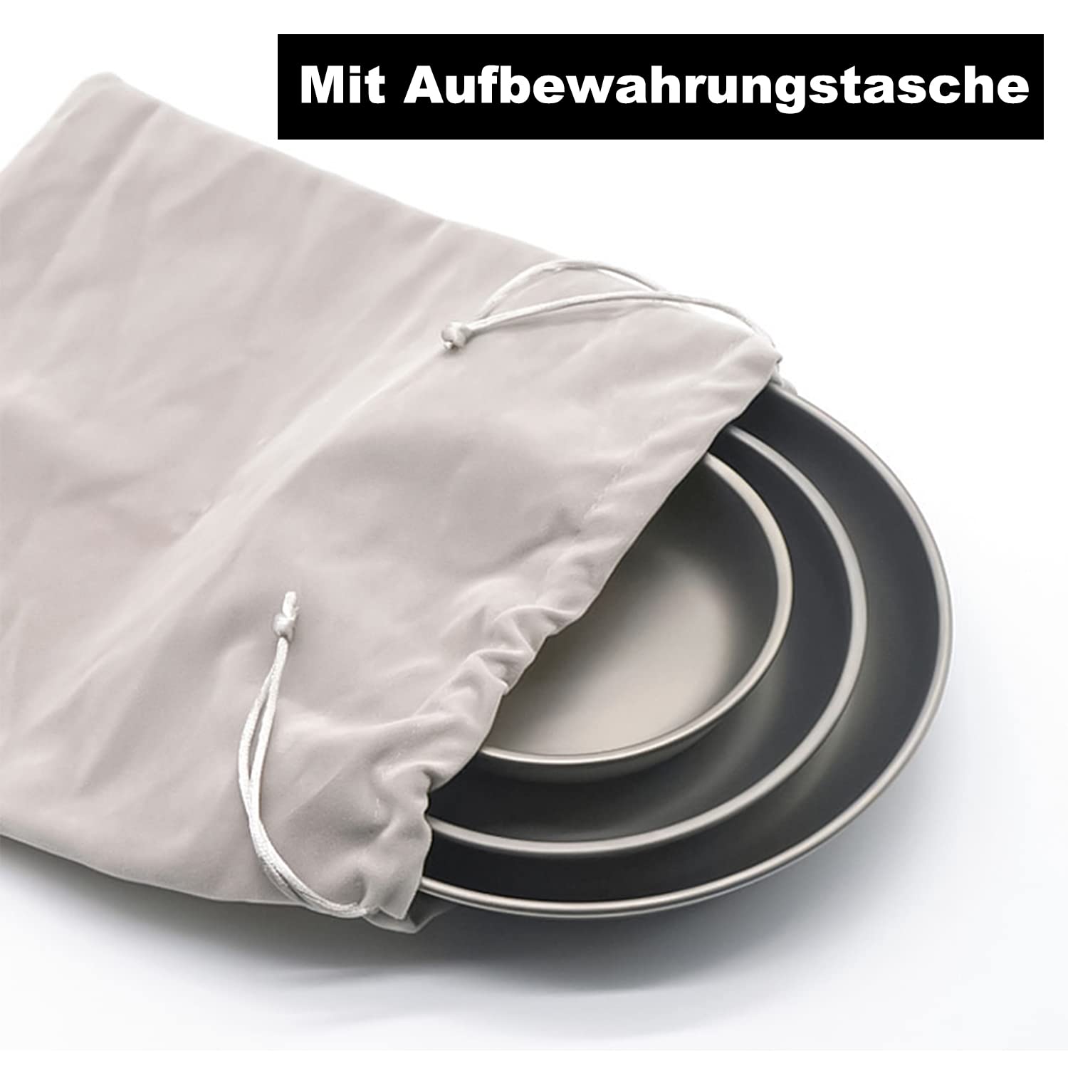 Camping Geschirr Teller, Titan Camping Teller Pan Outdoor Camping Pfanne Geschirrset Outdoor Ultraleicht Kochgeschirr Freien Wandern Picknick BBQ