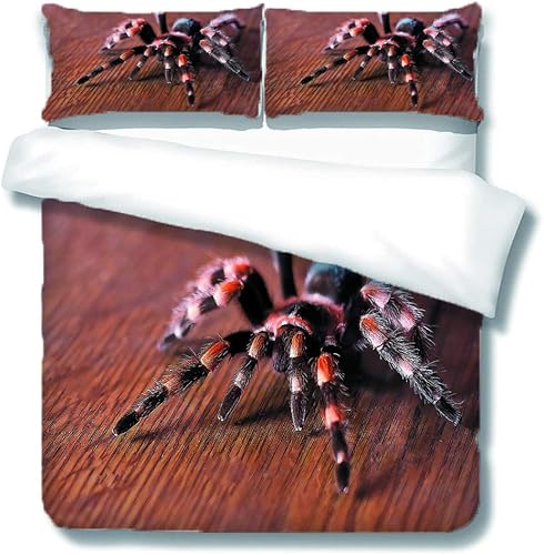 Spider - Juego de edredón de 3 piezas suave y lujoso para jóvenes 100 poliéster totalmente reversible 3 piezas moderno juego de edredón de araña 3D