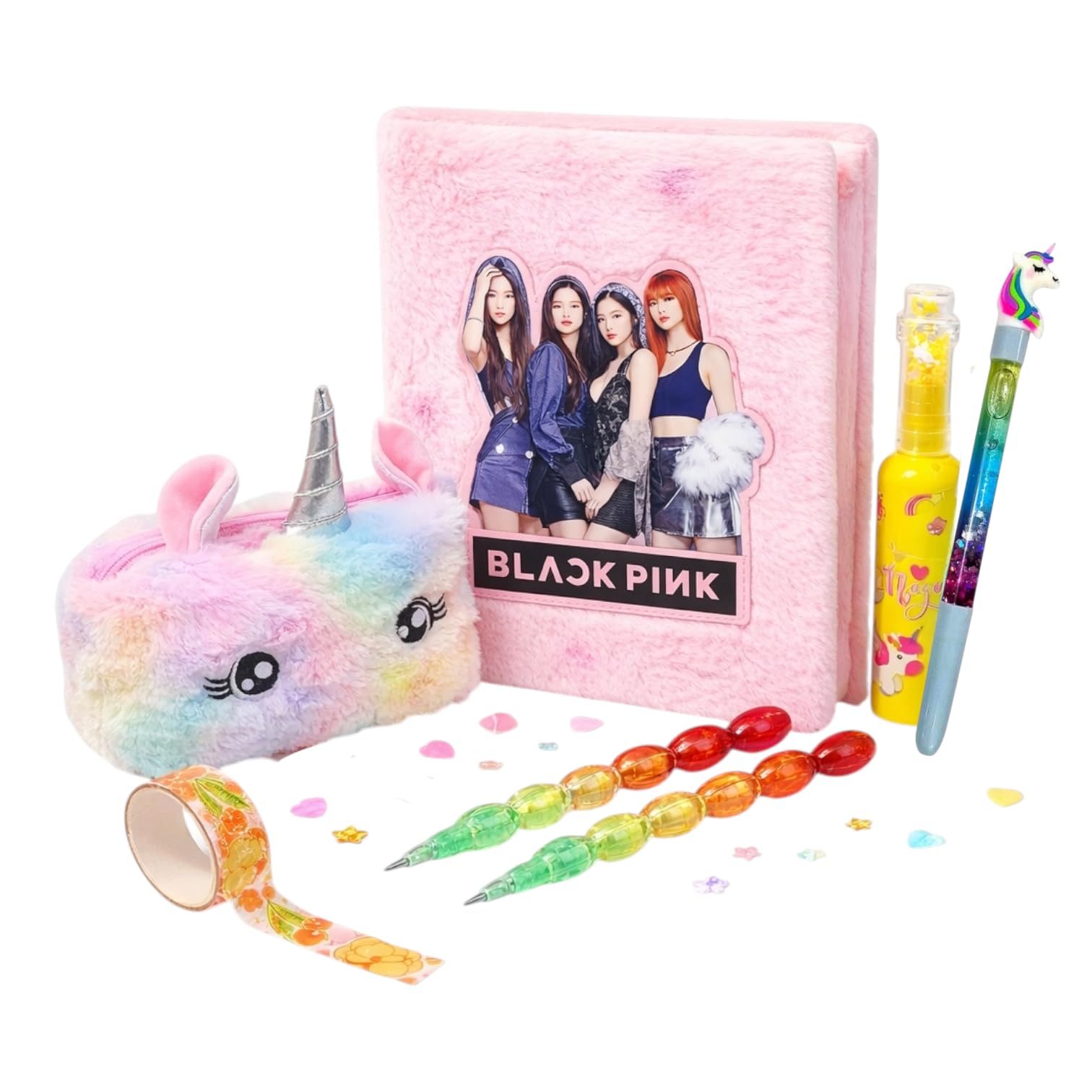 Bouncy & Bright BlackPink Fur Diary Combo Set with Highlighter