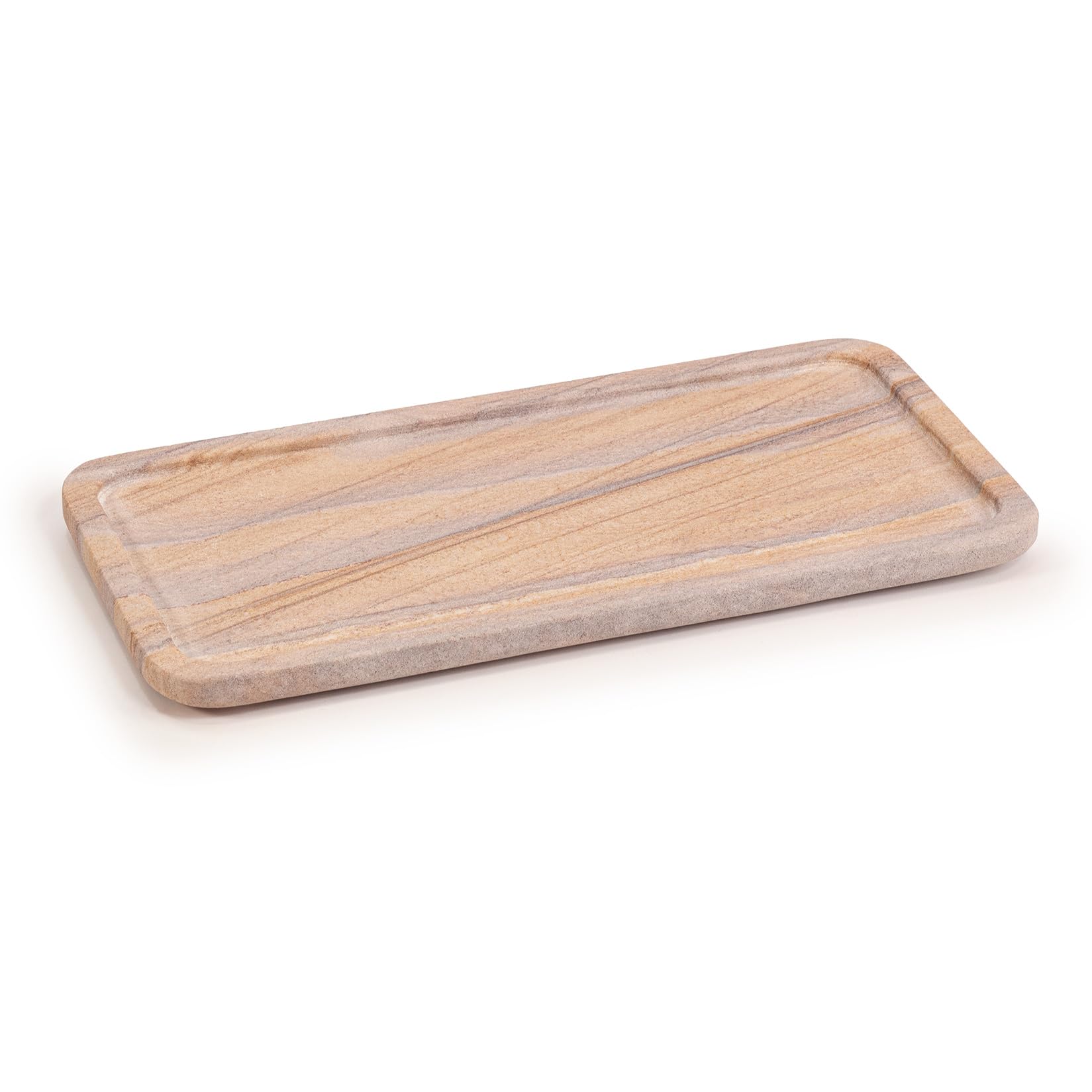 Ehc Rainbow Sandstone Natural Marble Serving Tray For Bathroom, Vanity, Jewellery, Coffee Decorative Table Accessory, Multipurpose Organizer