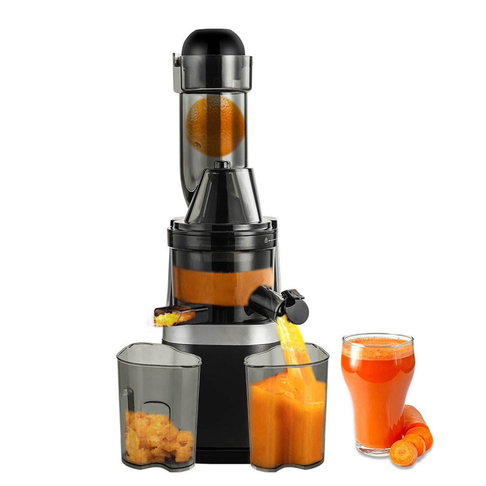 Presse-agrumes à froid, extracteur à mastication lente, haut rendement de jus, grande goulotte pour une extraction efficace des jus de légumes et de fruits
