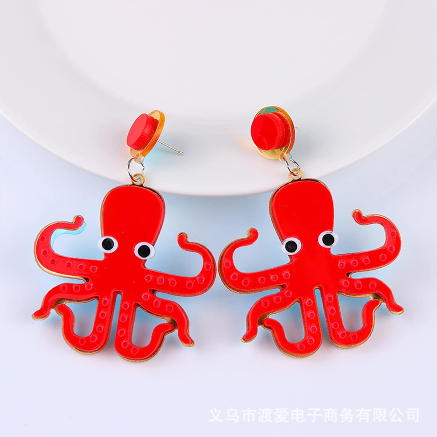 KaFu Lightweight Funny Acrylic Octopus Sea Creature Drop Dangle Earrings Nature Fisherman Red Octopus Fish Studs Earrings Statement Jewelry Gifts for Women Girls - Image 5