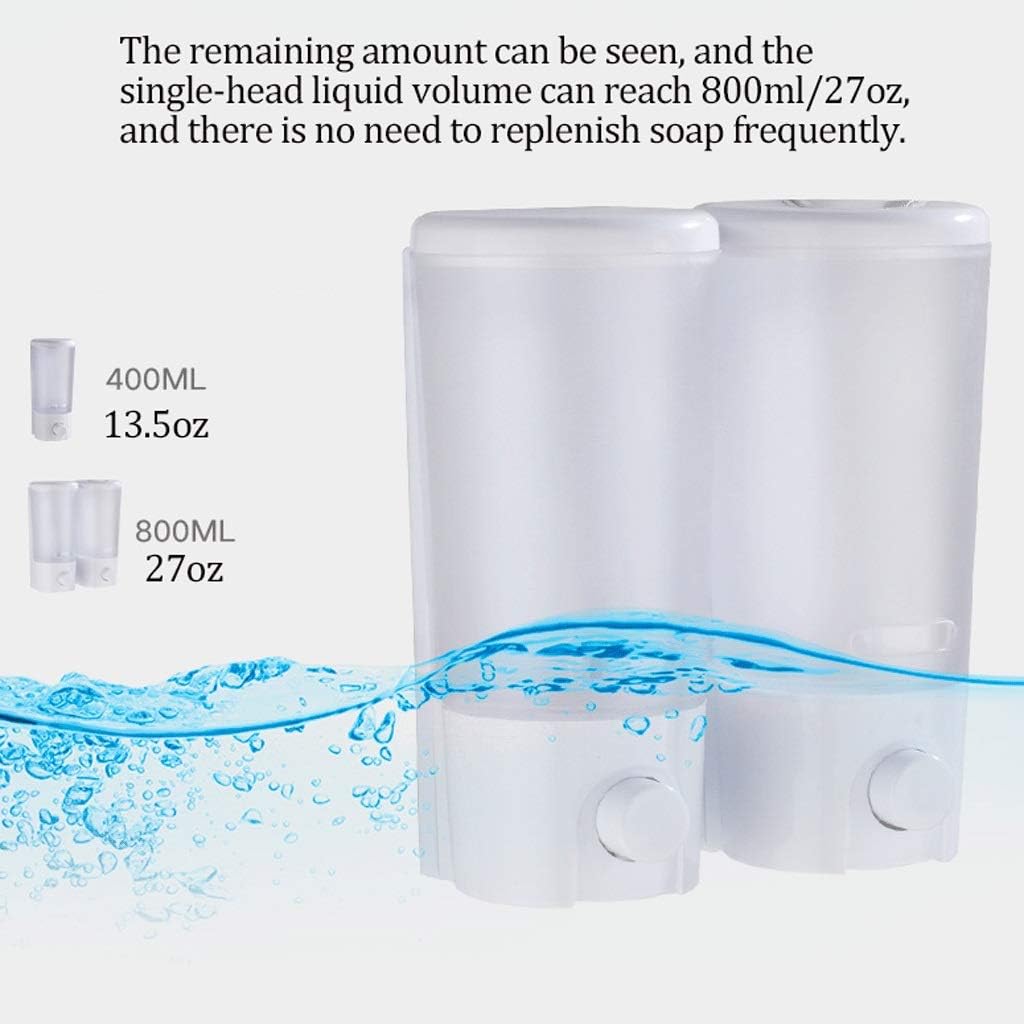 Dispenser Pump Soap Dispenser Wall Mount 400ml/13.5oz Refillable Commercial Soap Dispenser 1/2Chamber Shower Dispenser for Bathroom,Restaurant Lotion Dispenser