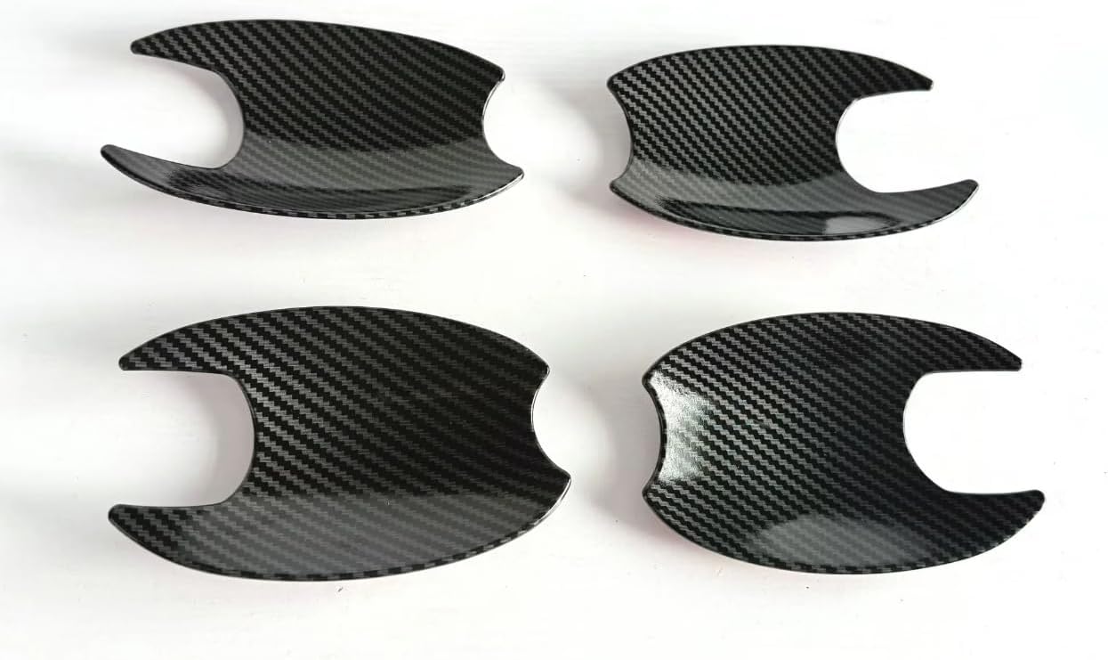 Carbon Fiber Style 4 Door Side Door Handle Molding Cover and Cup Bowl Combo Trim Emblems Compatible for Mazda CX-70 2025-2026