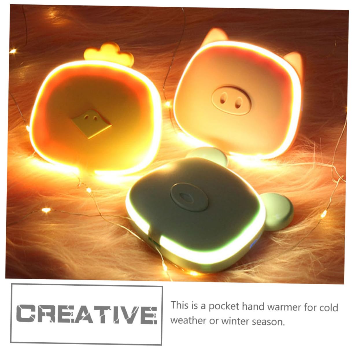 BESPORTBLE 8pezzi Scaldamani Usb Portatile Mini Scaldamani Forma Di Cartone Con Specchio Pollo Riscalda Mani Compatto e Leggero Per Ufficio e Attività All Aperto