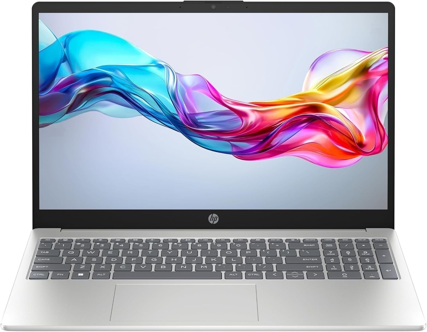 HP Laptop 15-fd0021sl, PC Portatile 15", Display FHD, Notebook, (Intel Core 3 100U, RAM 8GB, SSD 256GB, Windows 11), Computer Portatile, Uso quotidiano, Tastiera Italiana, QWERTY, Argento