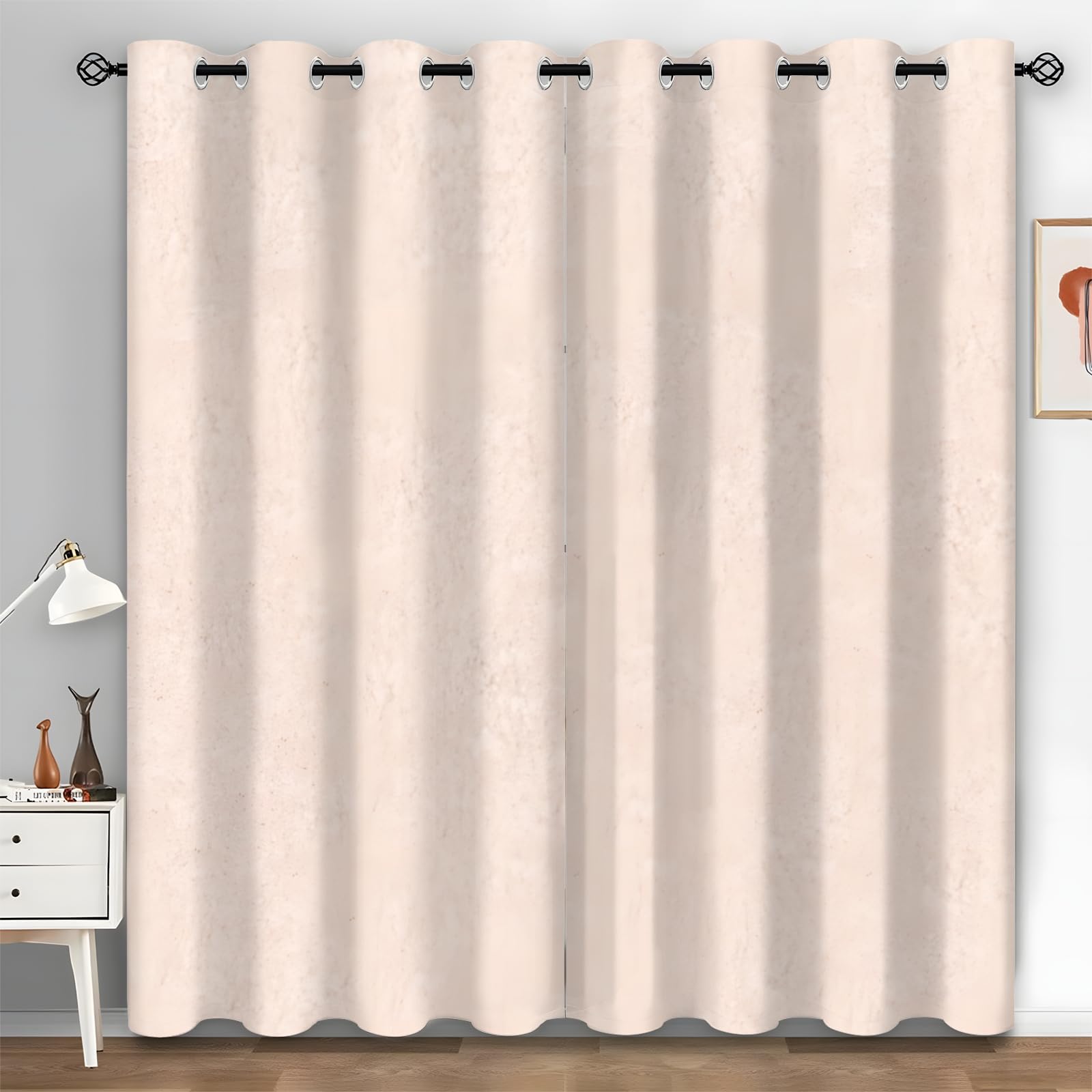 Double Rideau Occultant Haut de Gamme Abstrait Rose 140x175 cm